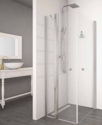 מקלחון פינתי, דלת צד ימין וצד שמאל קבוע ודלת