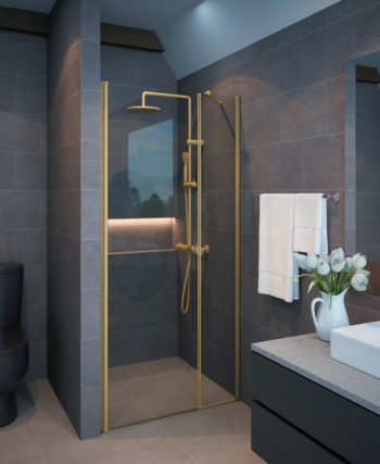 מקלחון חזית דופן קבועה ודלת פתיחה החוצה בלבד